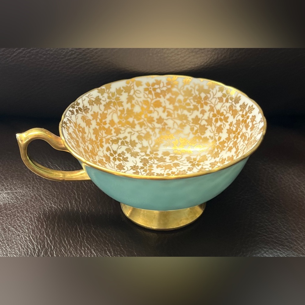 Hammersley & Co. Vintage Teacup NO Saucer Beautiful Turquoise With Gold Flowers
